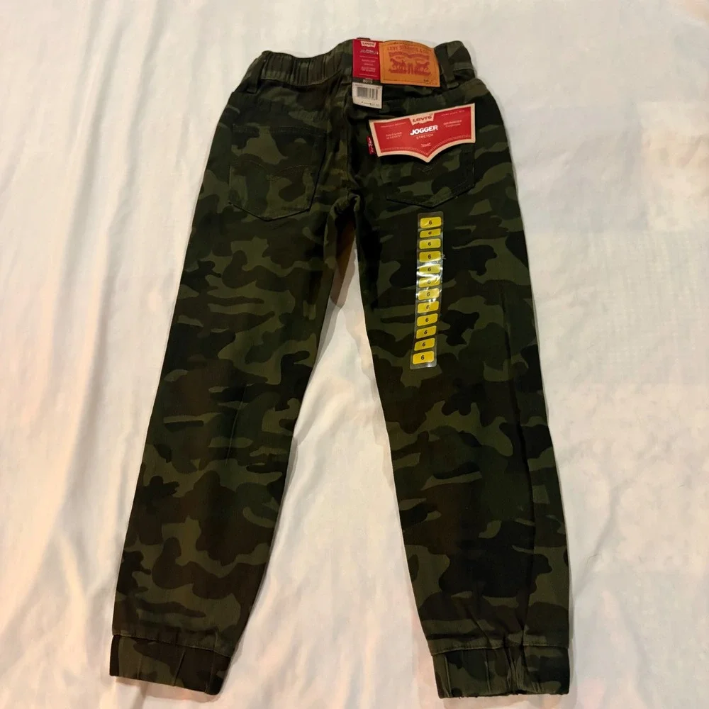 Levis NWT Kids Camo Jogger Pants Green Camouflage Stretch Slim Fit Size 6